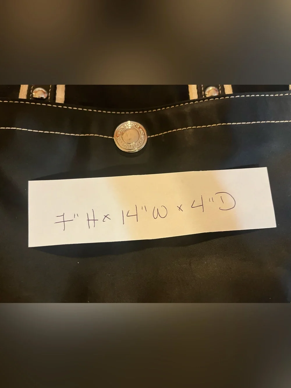 Coach Hampton Tote Bag Black Nylon Leather Trim Lavender Accents & Hangtag